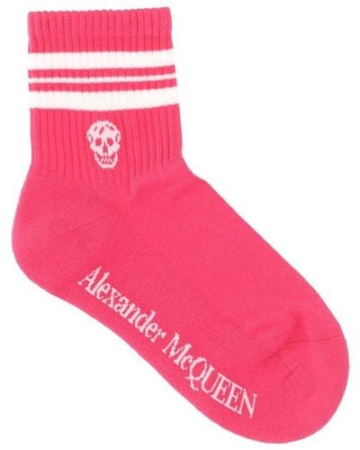 Alexander McQueen Skull Logo Intarsia Socks - Pink