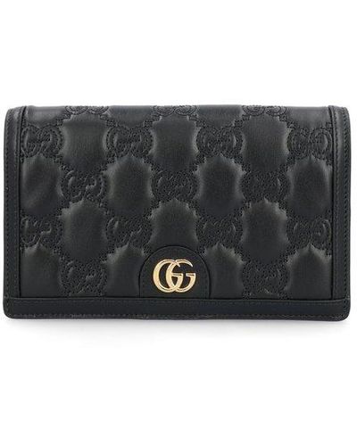 Gucci GG Matelassé Chain Wallet - Black