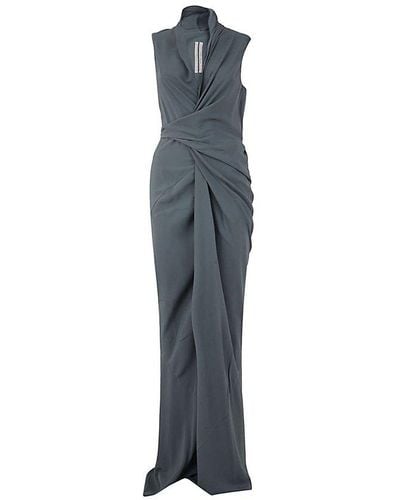 Rick Owens Ruched V-neck Wrap Gown - Green