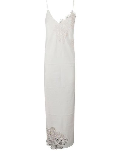 Rohe Floral Lace Detailed Side Slit Maxi Dress - White