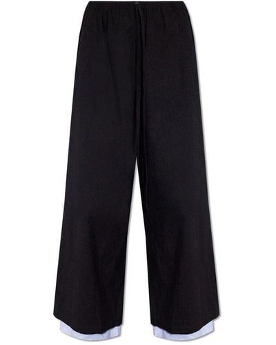 Yohji Yamamoto High-waist Wide-leg Drawstring Trousers - Blue