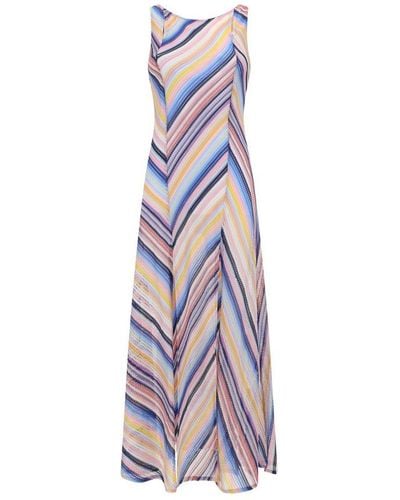 Missoni Striped Crochet Long Cover Up Dress - Purple