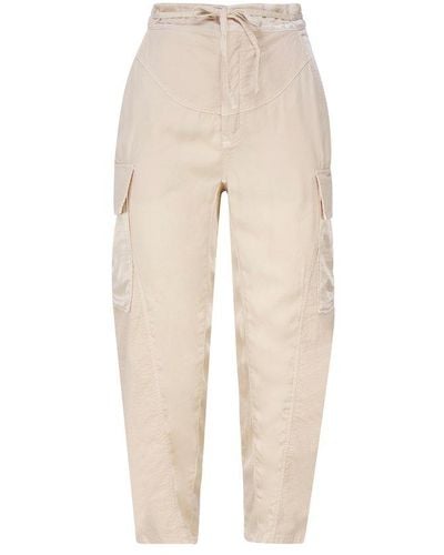 Pinko High-waist Tapered Cargo Trousers - Natural