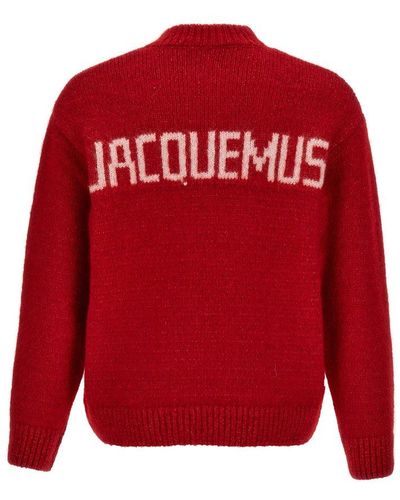 Jacquemus La Maille Pavane Jacquard Logo Intarsia Sweater - Red