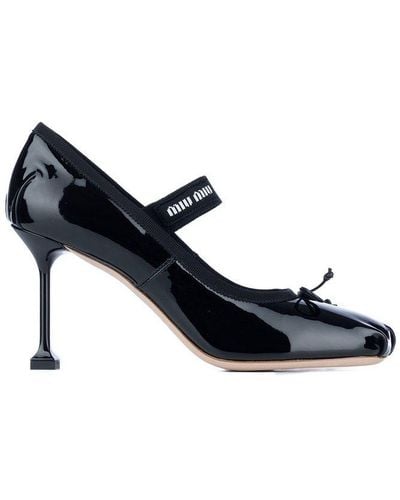 Miu Miu Round-toe Bow-detailed Court Shoes - Black