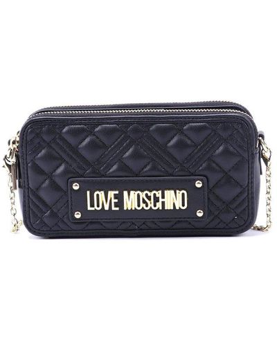 Love Moschino Chain-linked Quilted Satchel Bag - Blue