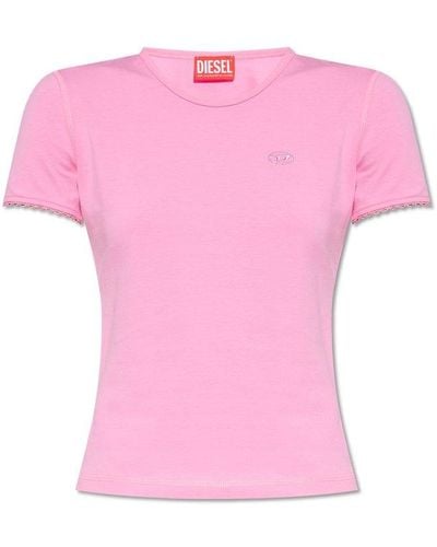 DIESEL 't-uncutie-lace' Cotton T-shirt - Pink