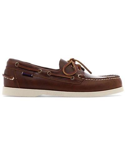 Sebago Lace Detailed Round Toe Loafers - Brown