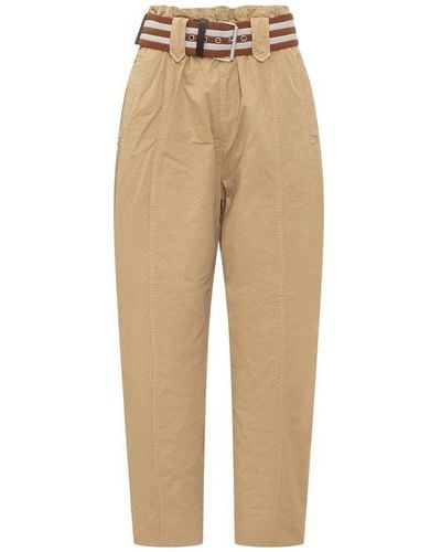 Pinko Striped Belt High-waist Pants - Natural