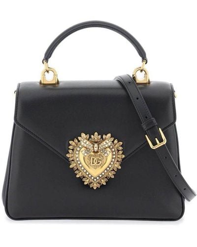Dolce & Gabbana Devotion Logo Plaque Handbag - Black
