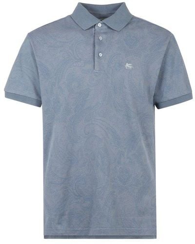 Etro Paisley Motif Short-sleeved Polo Shirt - Blue