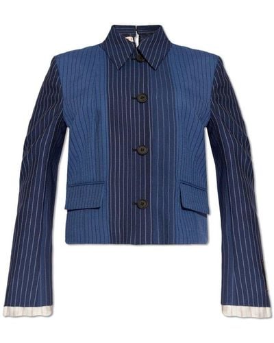 Marni Pinstriped Shirt Jacket - Blue