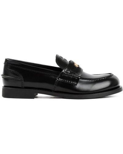 Miu Miu Leather Loafers - Black