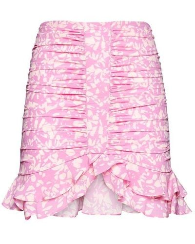 Isabel Marant Milendi Print Silk Miniskirt - Pink