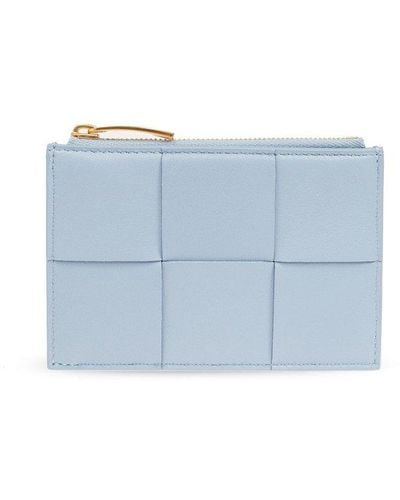 Bottega Veneta Leather Card Holder, - Blue