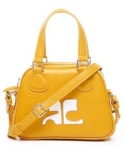 Courreges Logo Patch Zip-up Bowling Bag - Yellow