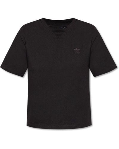 adidas Originals Logo-embroidered Crewneck T-shirt - Black