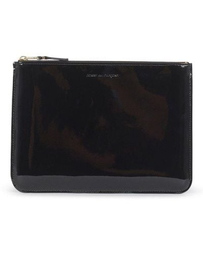 Comme des Garçons Logo Embossed Zipped Wallet - Black