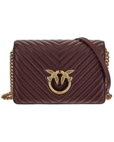 Pinko Classic Click V-quilted Strapped Love Bag - Purple