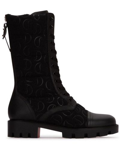 Christian Louboutin Pavleta Leather-trimmed Combat Boots - Black