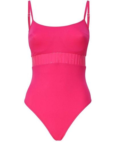 Moschino Logo Waist One-piece Swimsuit - Pink