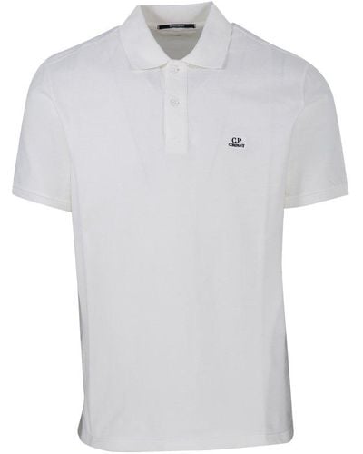 C.P. Company Logo Patch Polo Shirt - White