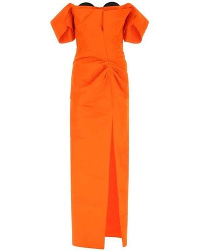 Alexander McQueen Taffeta Long Dress Alexa - Orange