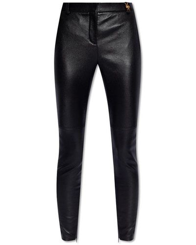 Versace Leather Trousers, - Black