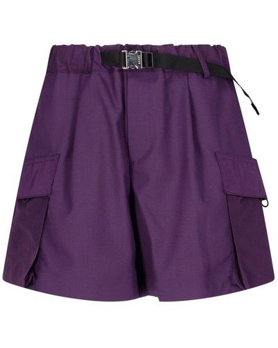 Sacai Belted Waist Cargo Shorts - Purple