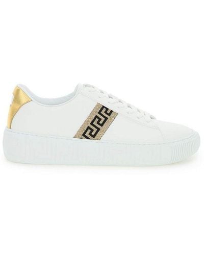 Versace Leather Greca Stripe Sneaker White