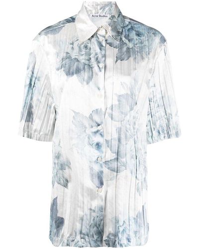Acne Studios Floral Print Button-up Shirt - Blue