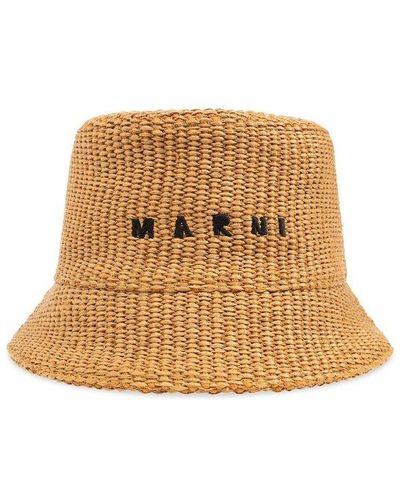 Marni Bucket Hat With Logo, - Natural