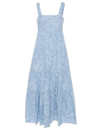 Michael Kors Michael Zebra Printed Sleeveless Midi Dress - Blue