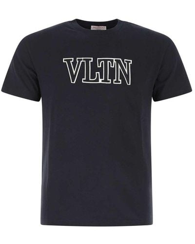 Valentino Vltn Logo Embroidered Crewneck T-shirt - Black