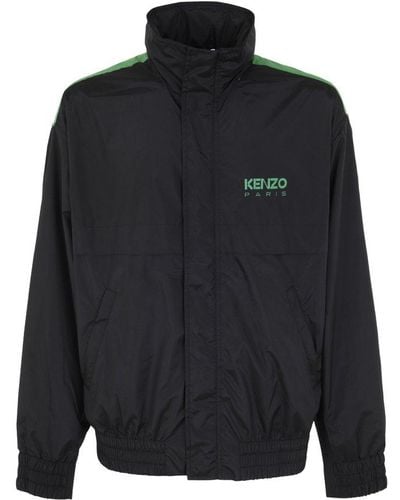 KENZO Logo Fz Windbreaker Clothing - Black