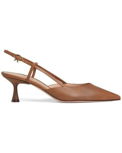 Gianvito Rossi Pointed-toe Slingback Buckle-fastened Court Shoes - Brown