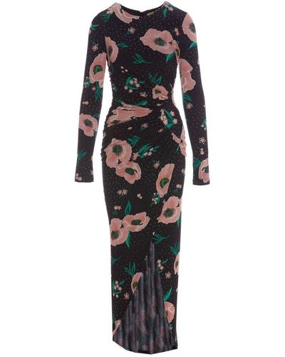 Aniye By Kate Floral Printed Midi Dress - Black