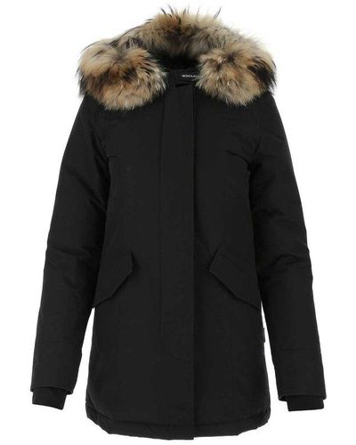 Woolrich Fur-trimmed Hooded Padded Coat - Black