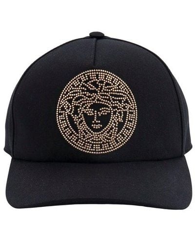 Versace Cotton Rhinestones Hats - Black