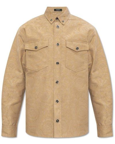 Versace Shirt With Barocco Pattern - Natural