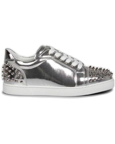 Christian Louboutin Stud Detailed Lace-up Sneakers - White