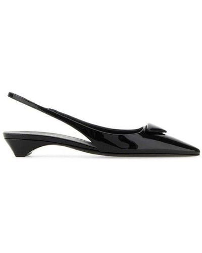 Prada Pointed Toe Slingback Court Shoes - Black
