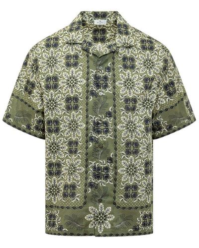 Etro Floral-printed Short-sleeved Shirt - Green