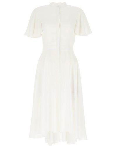 Alexander McQueen Short-sleeved Ruffled Dress - White
