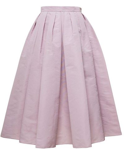 Alexander McQueen Pleated Midi Skirt In Polyester Woman - Purple