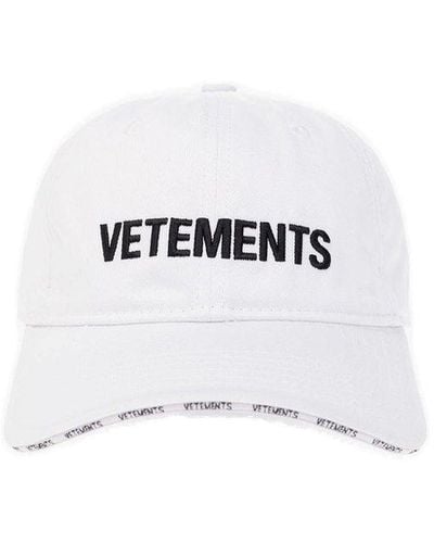Vetements Logo Embroidered Baseball Cap - White