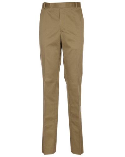 Thom Browne Logo Patch 4-bar Trousers - Natural