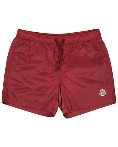 Moncler Sea Logo Patch Swim Shorts - Red