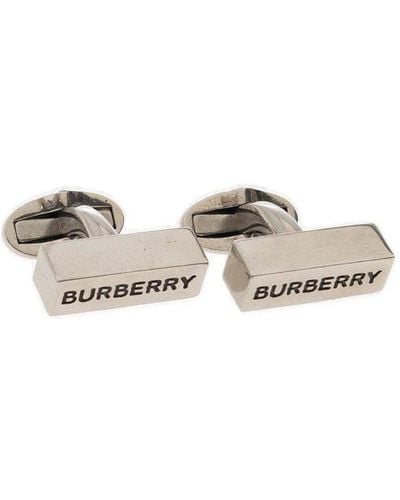 Burberry Check Engraved Gold Tone Tie Bar Burberry