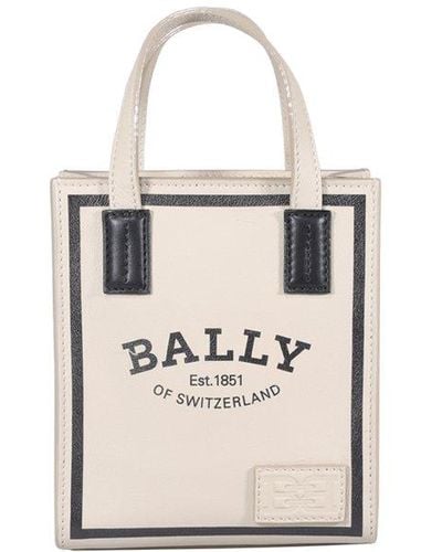 Bally Logo Printed Tote Bags - White